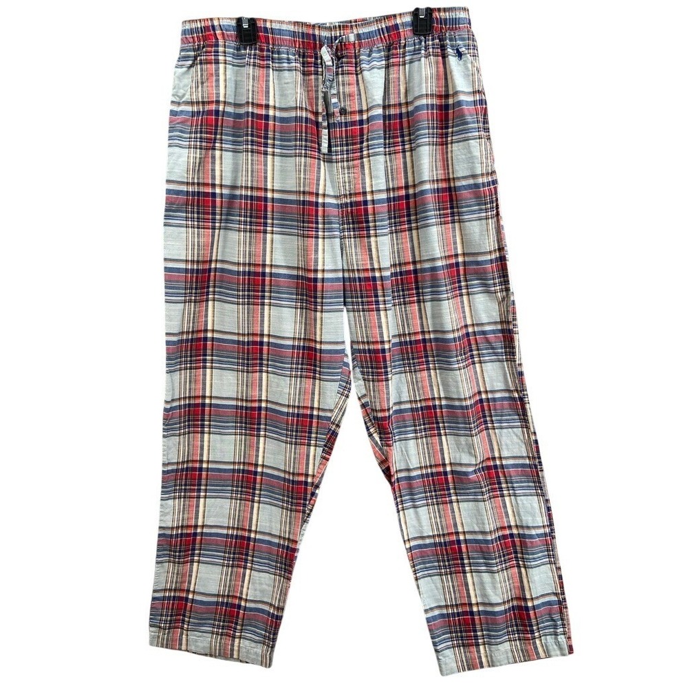 Polo Ralph Lauren Pajama Pants Mens Sz XL Plaid Sleepwear Lounge Cotton Blue Red
